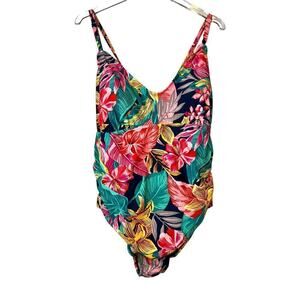 KONA SOL Swimsuit Hawaiian Tropical Print in Multi Tropical Colors Size 24W